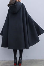 Load image into Gallery viewer, Halloween black winter wool cape C3649
