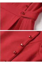 Load image into Gallery viewer, Fit and flare winter red wool dress with long sleeves C3440
