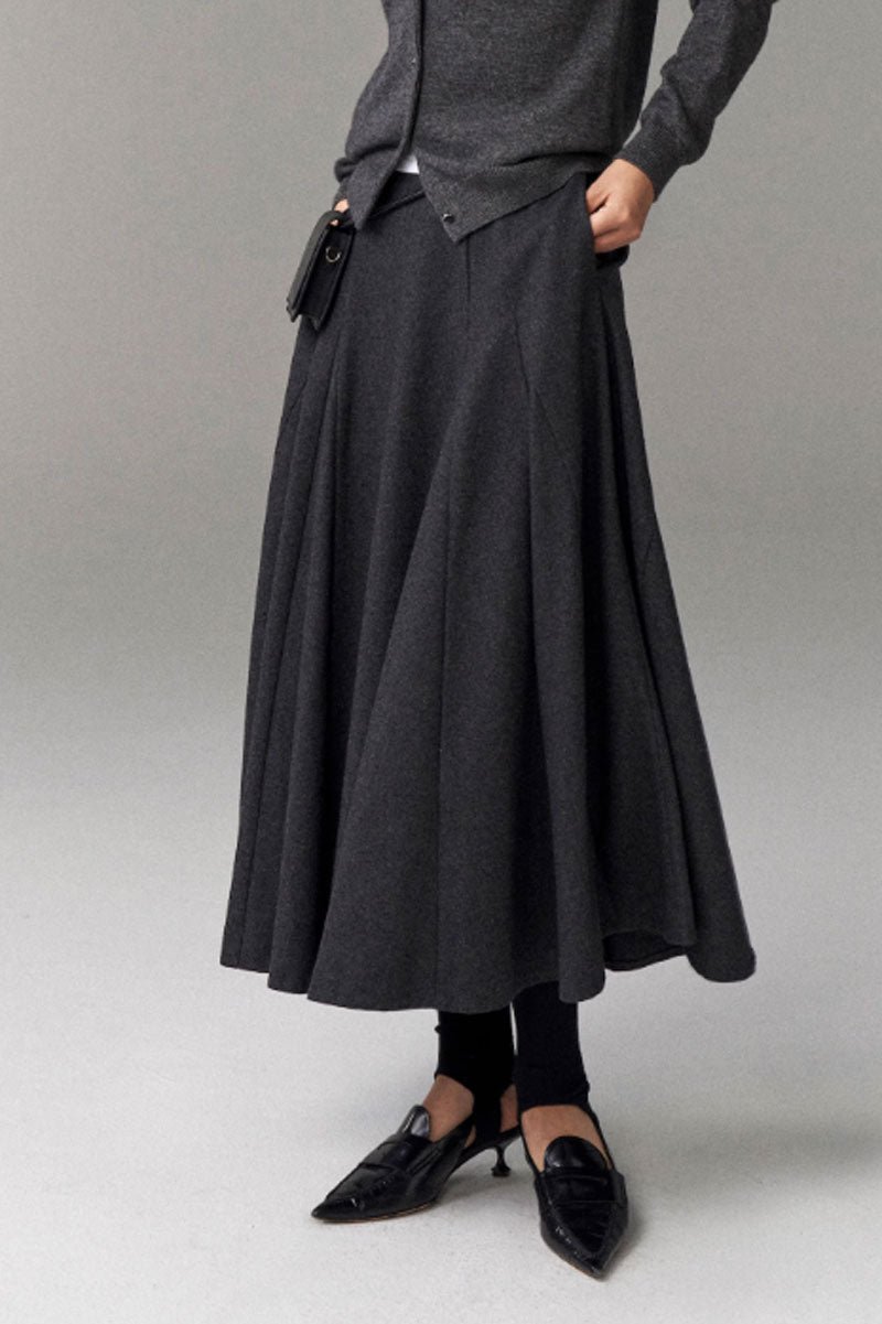 gray winter long wool skirt women  C3831