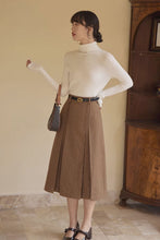 Load image into Gallery viewer, A line plaid wool skrit women, vintage wool skirt C3427
