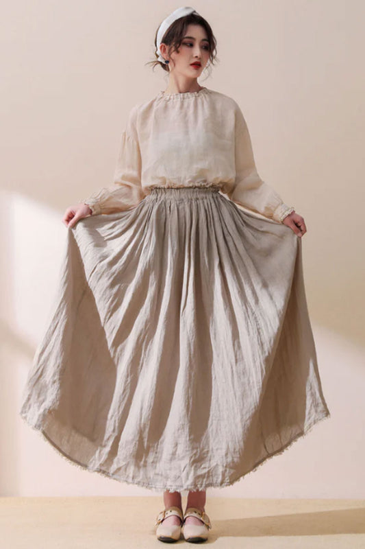 Maxi Skirt, Linen skirt, skirt with pockets C1782