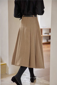 high waist midi wool winter skirt women  C3426
