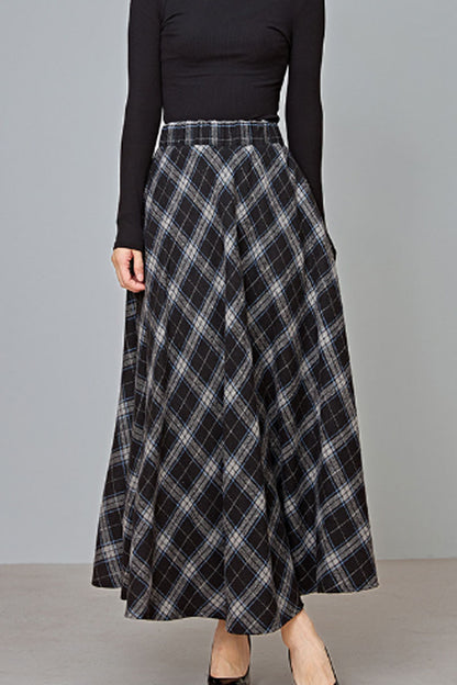 plus size a line long wool skirt C3719