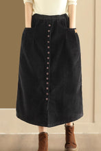 Load image into Gallery viewer, A line corduroy skirt with buttons in front C3901
