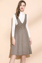 Load image into Gallery viewer, Plaid Wool Pinafore Dress, winter sleeveless woll dress C3447
