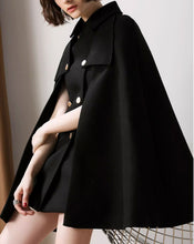 Load image into Gallery viewer, Double breasted winter wool cape coat C3668
