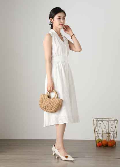 Summer White Women's Shirt Dress C3250