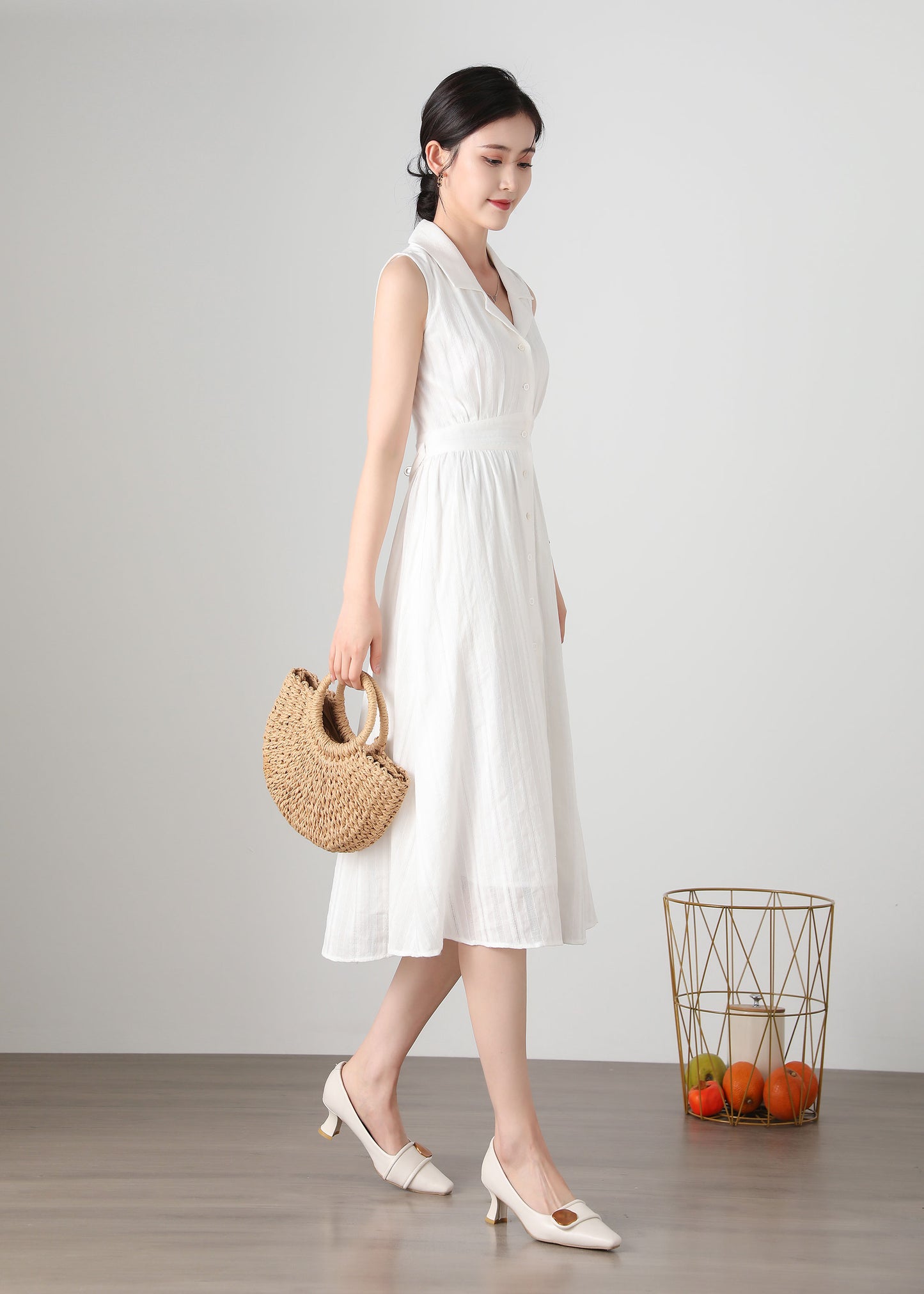 Summer White Women's Shirt Dress C3250