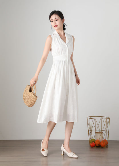 Summer White Women's Shirt Dress C3250