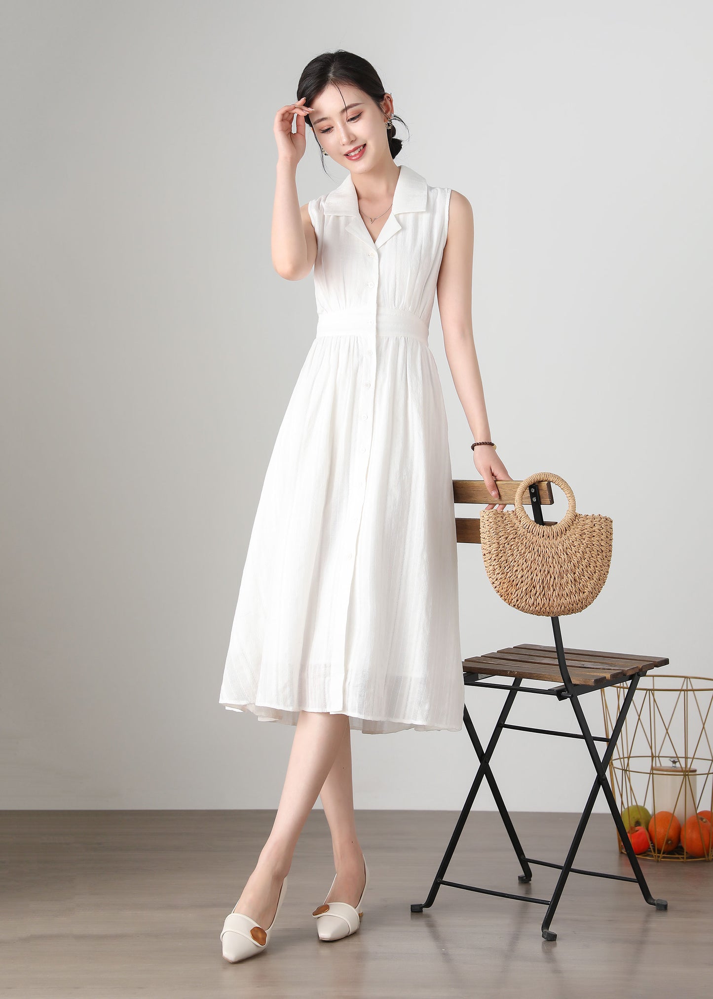 Summer White Women's Shirt Dress C3250