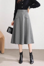 Load image into Gallery viewer, a line midi plaid skirt women C3751
