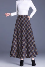 Load image into Gallery viewer, a line plaid long wool skirt women C3735
