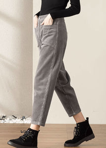 Women's Tapered Pants, Elastic Waist Corduroy Pants C3509