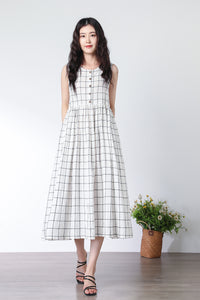 Women's Summer Pleated Linen Dress C3304