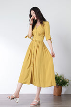 Load image into Gallery viewer, Deep V neck Linen party Dress C3321
