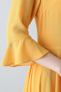 Yellow chiffon fit and flare dress C3457