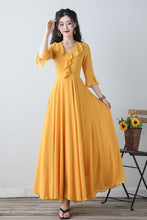 Load image into Gallery viewer, Yellow chiffon fit and flare dress C3457
