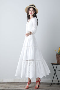 Women's summer white embroidered dress C3458