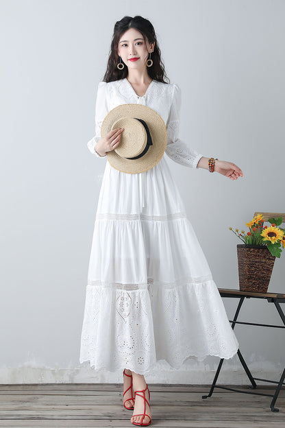 Women's summer white embroidered dress C3458