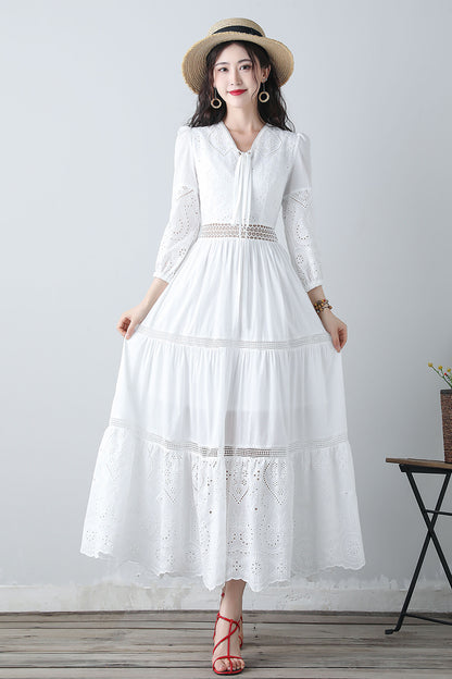 Women's summer white embroidered dress C3458