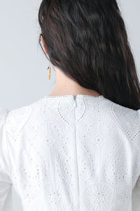 Women's summer white embroidered dress C3458