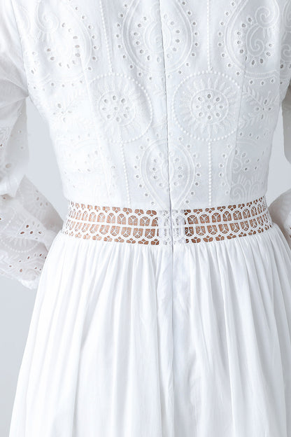 Women's summer white embroidered dress C3458