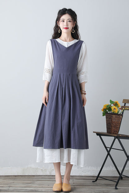 Women's Blue Pinafore Dress C3459