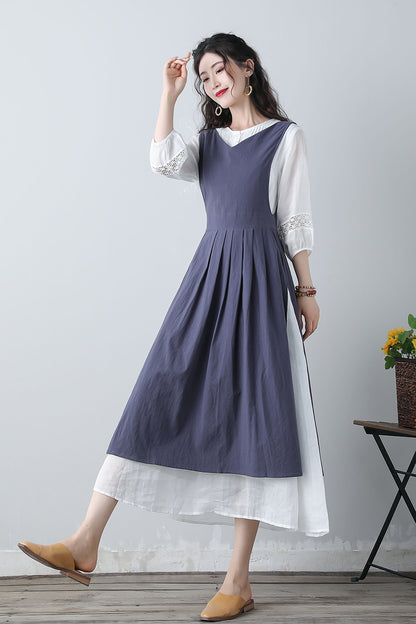 Women's Blue Pinafore Dress C3459