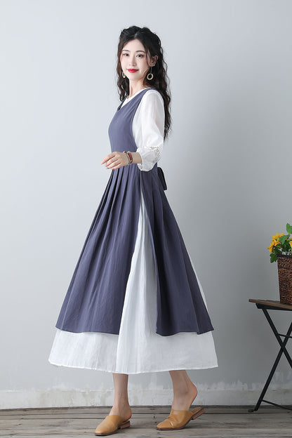 Women's Blue Pinafore Dress C3459