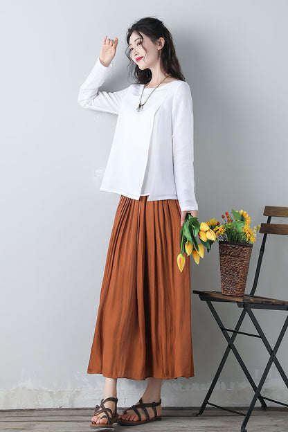 Women's Linen Long Sleeve Tops C3460