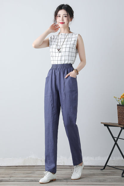 Women's Elastic Waist Long Pants C3451