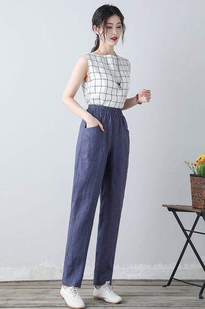 Women's Elastic Waist Long Pants C3451
