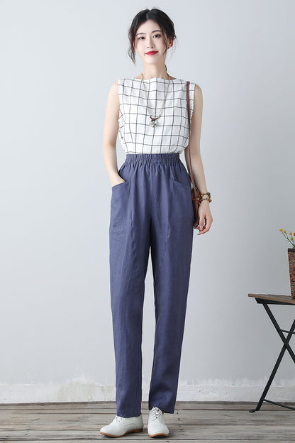 Women's Elastic Waist Long Pants C3451