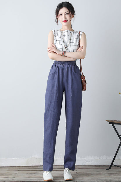 Women's Elastic Waist Long Pants C3451