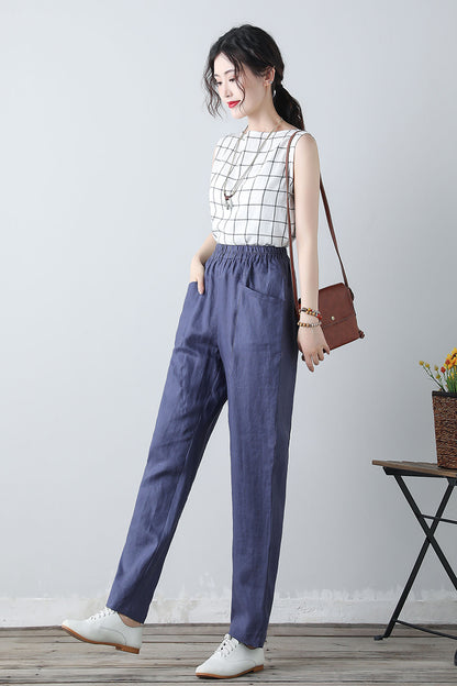 Women's Elastic Waist Long Pants C3451