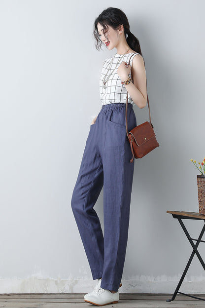 Women's Elastic Waist Long Pants C3451