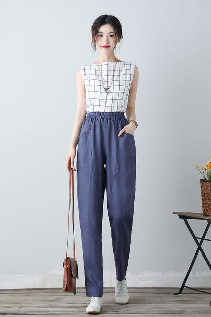 Women's Elastic Waist Long Pants C3451