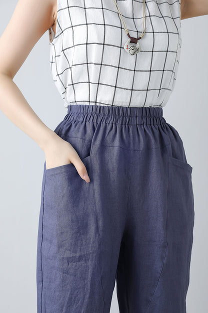 Women's Elastic Waist Long Pants C3451
