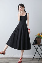 Load image into Gallery viewer, Summer Sleeveless Black Midi Dress C3455

