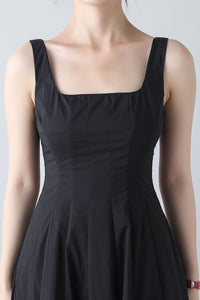 Summer Sleeveless Black Midi Dress C3455
