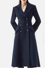 Load image into Gallery viewer, Double breasted long wool coat women C3577
