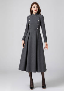 Wool Maxi Dress, Winter Wool Dress Women C3579