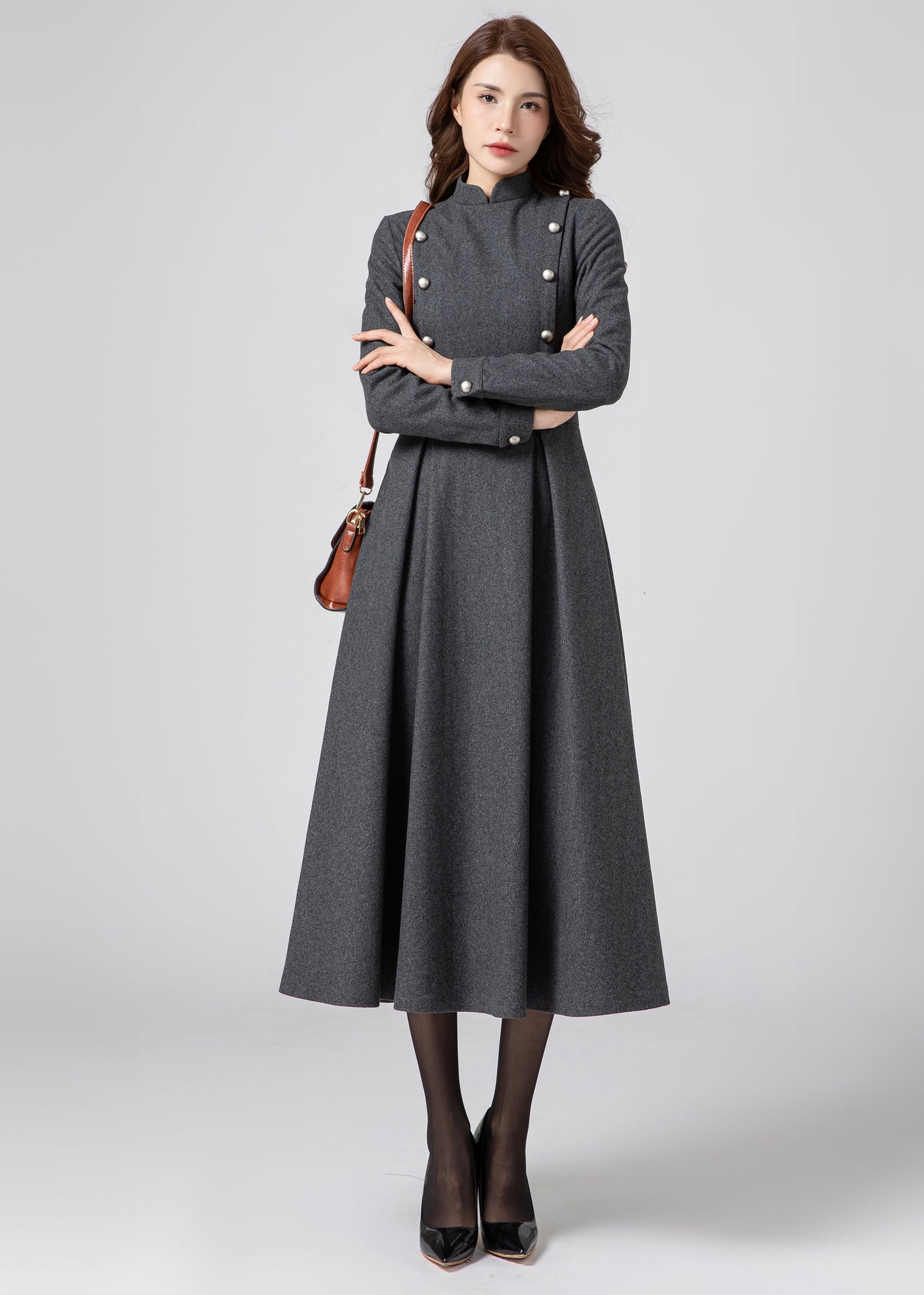 Wool Maxi Winter Wool Dress Women C3579