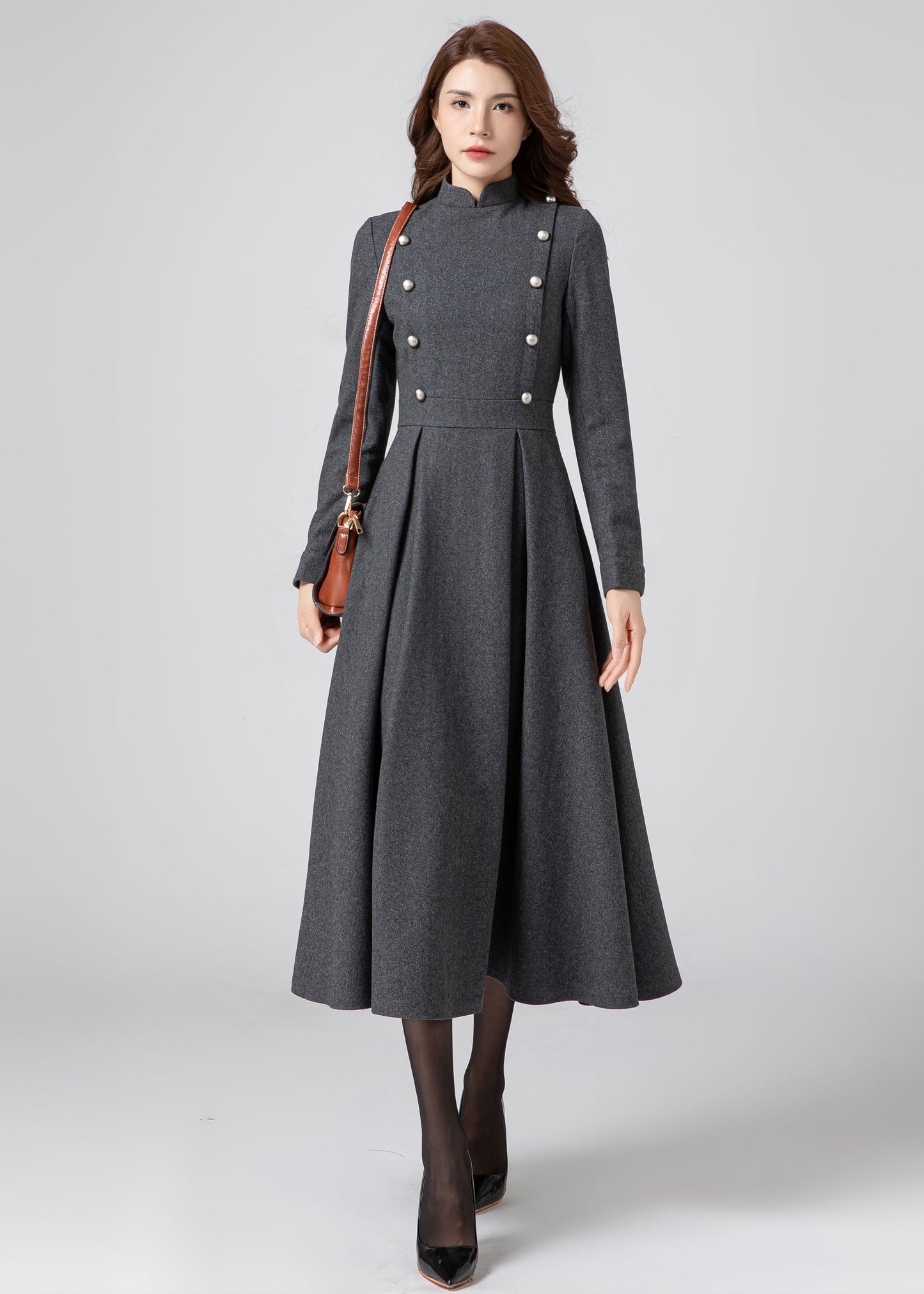 Wool Maxi Winter Wool Dress Women C3579