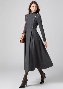 Wool Maxi Winter Wool Dress Women C3579