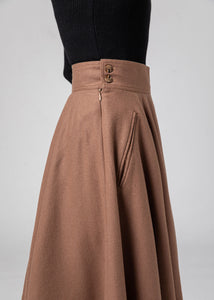 Midi swing winter wool skirt women C4332