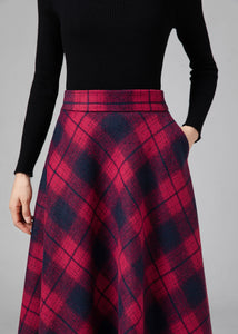 Plaid Wool Skirt, Maxi Skirt Women, High Waisted Skirt C3582