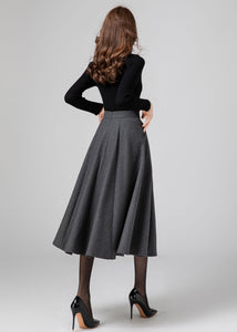 A Line Midi Skirt, Wool Skirt Women C3583