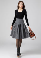 Load image into Gallery viewer, Skater Wool Skirt, Pleated Skirt, Wool Skirt Women C3585

