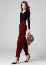 Load image into Gallery viewer, Corduroy Womens Casual Harem Pants C4312
